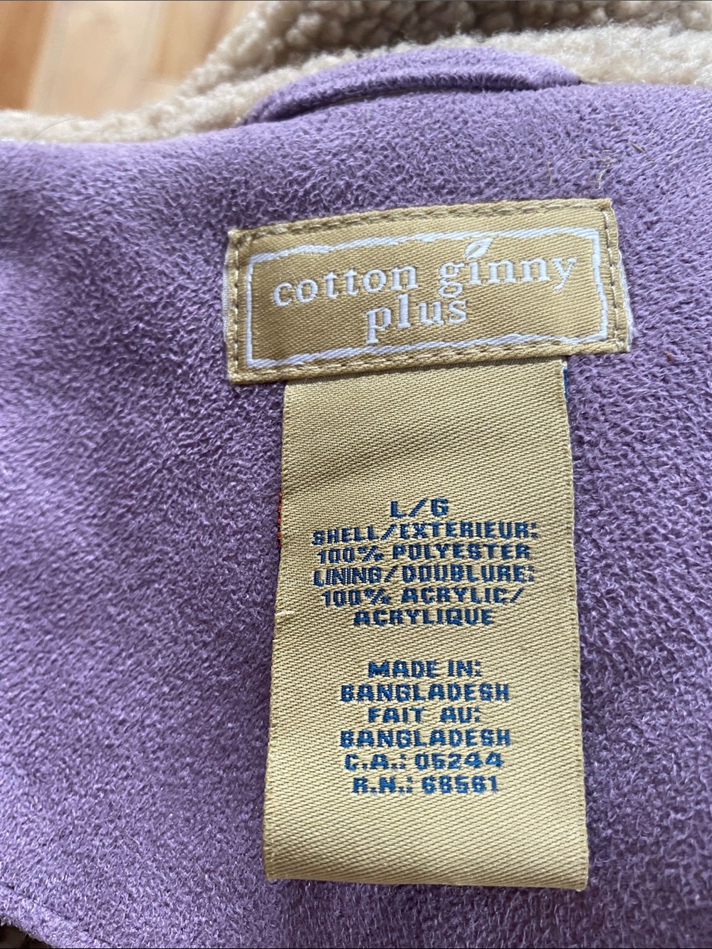 Women’s Lavender Faux Suede Zip-Front Coat with Sherpa Lining - Picture 3 of 6